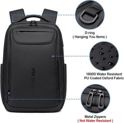 FENRUIEN Business Backpack for Men,Water Resistant Tech Backpack with Charger,Black Laptop Backpack 15.6 Inch in Kuwait