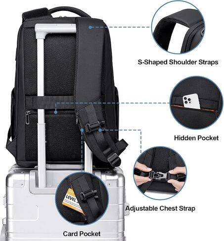 FENRUIEN Business Backpack for Men,Water Resistant Tech Backpack with Charger,Black Laptop Backpack 15.6 Inch in Saudi Arabia