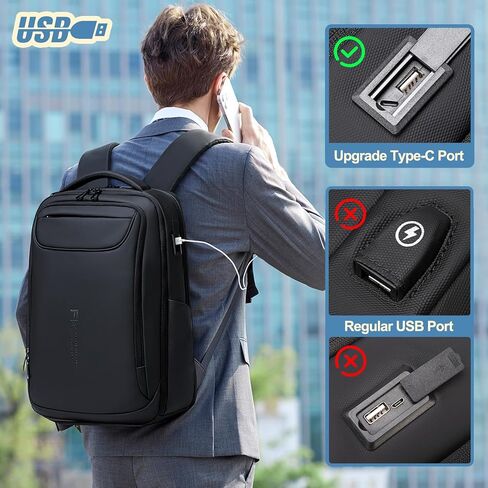 FENRUIEN Business Backpack for Men,Water Resistant Tech Backpack with Charger,Black Laptop Backpack 15.6 Inch in Kuwait