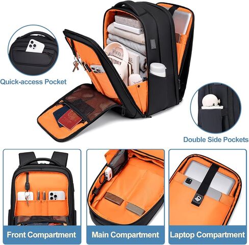 FENRUIEN Business Backpack for Men,Water Resistant Tech Backpack with Charger,Black Laptop Backpack 15.6 Inch in Kuwait