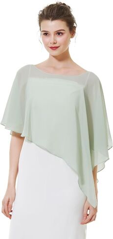 BEAUTELICATE Asymmetrical Capelets Chiffon Capes Wedding Bridal Shawls Wraps For Women Evening Dress in Saudi Arabia