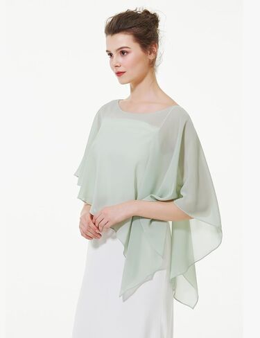 BEAUTELICATE Asymmetrical Capelets Chiffon Capes Wedding Bridal Shawls Wraps For Women Evening Dress in Saudi Arabia