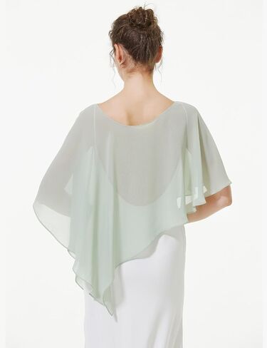 BEAUTELICATE Asymmetrical Capelets Chiffon Capes Wedding Bridal Shawls Wraps For Women Evening Dress in Saudi Arabia