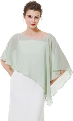 BEAUTELICATE Asymmetrical Capelets Chiffon Capes Wedding Bridal Shawls Wraps For Women Evening Dress in Saudi Arabia