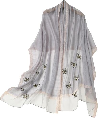 Isurrender Silk Embroidered Long Scarf Lightweight Wrap for Evening Party Fashion Pashmina Shawl Wraps for Women Formal in Saudi Arabia