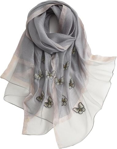 Isurrender Silk Embroidered Long Scarf Lightweight Wrap for Evening Party Fashion Pashmina Shawl Wraps for Women Formal in Saudi Arabia