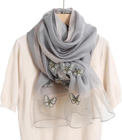 Isurrender Silk Embroidered Long Scarf Lightweight Wrap for Evening Party Fashion Pashmina Shawl Wraps for Women Formal in Saudi Arabia