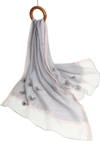 Isurrender Silk Embroidered Long Scarf Lightweight Wrap for Evening Party Fashion Pashmina Shawl Wraps for Women Formal in Saudi Arabia
