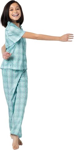 PajamaGram Pajamas for Kids - Kids Short Sleeve Button Down Pajamas with Pants in Saudi Arabia