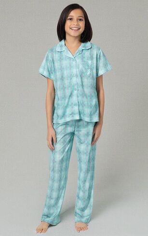 PajamaGram Pajamas for Kids - Kids Short Sleeve Button Down Pajamas with Pants in Saudi Arabia
