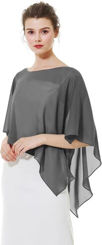 BEAUTELICATE Asymmetrical Capelets Chiffon Capes Wedding Bridal Shawls Wraps For Women Evening Dress in Saudi Arabia