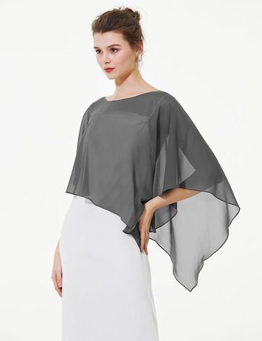 BEAUTELICATE Asymmetrical Capelets Chiffon Capes Wedding Bridal Shawls Wraps For Women Evening Dress in Saudi Arabia