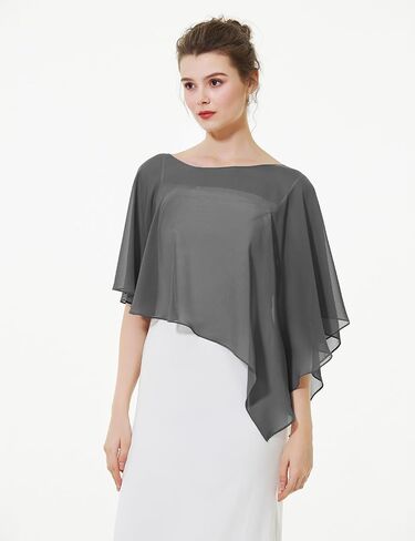 BEAUTELICATE Asymmetrical Capelets Chiffon Capes Wedding Bridal Shawls Wraps For Women Evening Dress in Saudi Arabia