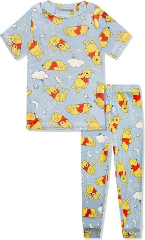 Disney 2 Piece Pajama Set - Mickey, Minnie, Pooh - Toddler Boys & Girls PJ Set, Short Sleeve Shirt & Pants - Official License in Saudi Arabia