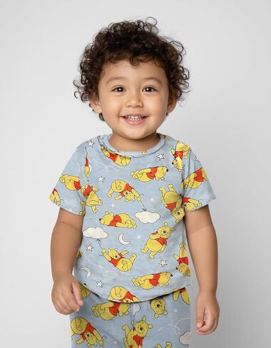 Disney 2 Piece Pajama Set - Mickey, Minnie, Pooh - Toddler Boys & Girls PJ Set, Short Sleeve Shirt & Pants - Official License in Saudi Arabia