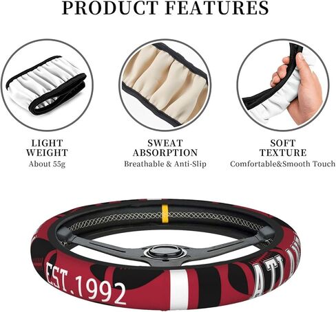 Universal 15 inches Football Fan Steering Wheel Cover | Non-Slip & Washable Design | Sporty Automotive Accessories for Car Enthusiasts in Saudi Arabia