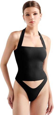 SUUKSESS Women Double Lined Halter Going Out Tops Open Back Basic Cami Tank Tops in Saudi Arabia