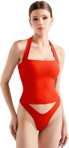 SUUKSESS Women Double Lined Halter Going Out Tops Open Back Basic Cami Tank Tops in Saudi Arabia