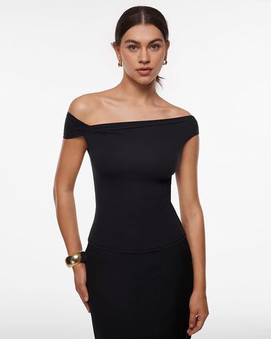 INLYRIC Women's Inbarely Soft Off The Shoulder Tops Versatile Going Out Trendy Shirts Y2K Spring Summer Outfits in Saudi Arabia