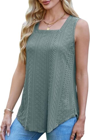 WEESO Womens Tank Tops Square Neck Sleeveless Beach Vacation Clothes Loose Fit Casual Summer Tops in Saudi Arabia