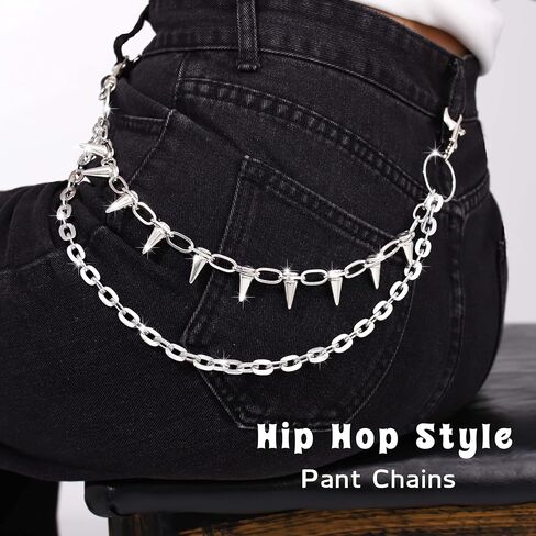 Bounzhi Star Layered Pant Chains for Men Silver Punk Jean Wallet Chains Heavy Biker Pocket Accessories for Women in Saudi Arabia