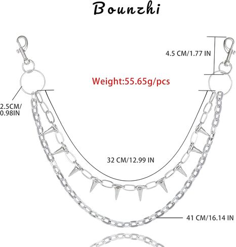 Bounzhi Star Layered Pant Chains for Men Silver Punk Jean Wallet Chains Heavy Biker Pocket Accessories for Women in Saudi Arabia