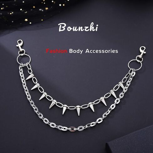 Bounzhi Star Layered Pant Chains for Men Silver Punk Jean Wallet Chains Heavy Biker Pocket Accessories for Women in Saudi Arabia