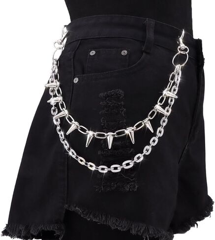Bounzhi Star Layered Pant Chains for Men Silver Punk Jean Wallet Chains Heavy Biker Pocket Accessories for Women in Saudi Arabia