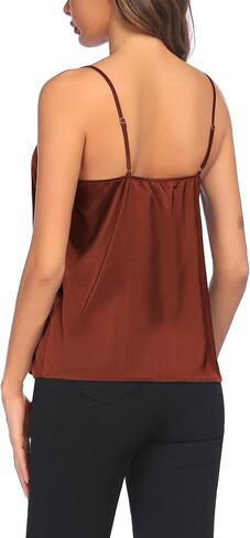 Ekouaer 3 Pack: Womens Silk Satin Tank Top V الرقبة Camisole Cami Spaghetti Strap Top Loughlessless Blouses Shirt in Kuwait