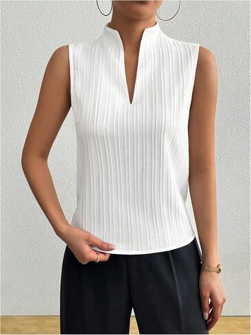 SOLY HUX Women's Work Outfits V Neck Sleeveless Blouses Summer Casual Tank Tops Business Office Dressy Striped Shirts in Saudi Arabia