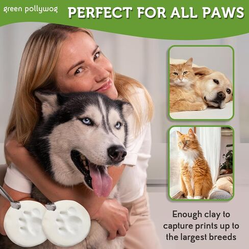 Green Pollywog Clay Paw Print DIY Ornament | Hanging Decoration with Air-Dry Clay Kit | Extra-Large Imprint Keepsake for Pets in Kuwait