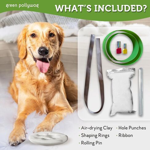 Green Pollywog Clay Paw Print DIY Ornament | Hanging Decoration with Air-Dry Clay Kit | Extra-Large Imprint Keepsake for Pets in Kuwait