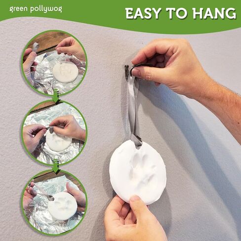 Green Pollywog Clay Paw Print DIY Ornament | Hanging Decoration with Air-Dry Clay Kit | Extra-Large Imprint Keepsake for Pets in Kuwait