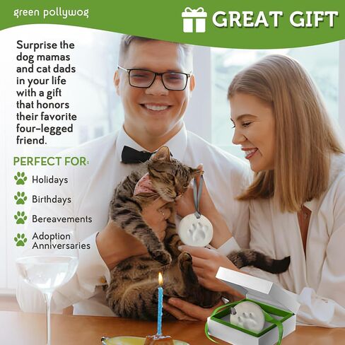 Green Pollywog Clay Paw Print DIY Ornament | Hanging Decoration with Air-Dry Clay Kit | Extra-Large Imprint Keepsake for Pets in Kuwait