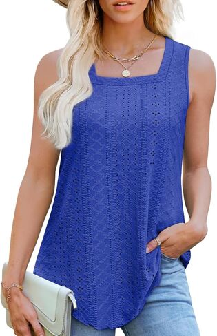WEESO Womens Tank Tops Square Neck Sleeveless Beach Vacation Clothes Loose Fit Casual Summer Tops in Saudi Arabia