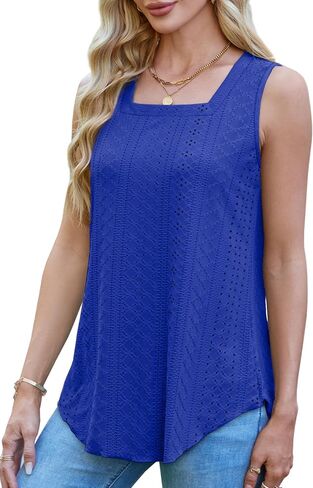 WEESO Womens Tank Tops Square Neck Sleeveless Beach Vacation Clothes Loose Fit Casual Summer Tops in Saudi Arabia