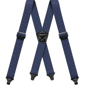 Suspenders for Men Heavy Duty Hidden Suspenders Work Airport Friendly 1.5In Wide X-Back with Plastic Gripper Clasps Trousers
