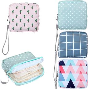 4Pcs Portable Period Pad Pouch Sanitary Napkin Storage Bag, Reusable Menstrual Pad Zipper Bag Mini Tampon Holder First Period Kit for Teen Girls School