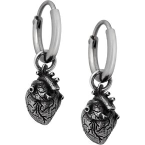 HAQUIL Stainless Steel Gothic Punk Anatomical Heart Dangle Drop Earrings Jewelry Gift for Men and Women