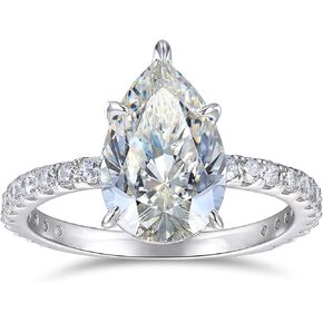 Pear Cut 4ct Moissanite Rings 4 Carat Pear Cut Moissanite Engagement Ring Womens Moissanite Ring