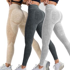 3 Piece Leggings for Women Seamless Scrunch Leggings Butt Lifting Gym High Waisted Athletic Leggings