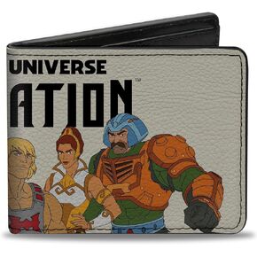 Masters of the Universe Wallet, Bifold, Masters of the Universe Revelation Group and Logo White Black, Vegan Leather