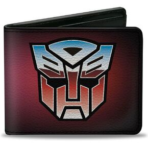 Buckle-Down Hasbro Wallet, Bifold, Transformers Autobot and Decepticon Fade Shields Reds Purples, Vegan Leather