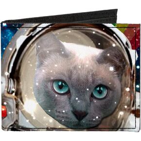 Buckle-Down Men's Standard Canvas Bifold Wallet Space Cats, 4.0" x 3.5"