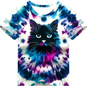 Little Kids Tie Dye Shirt for Boys Girls Tie-Dye Tshirt Hippie Tee 4-12