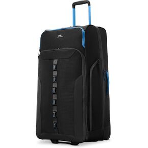 High Sierra Hi-Life 22-Inch Carry-On Wheeled Duffle - Features Smooth Rolling Wheels, WetPak Pockets, Stack-It Strap, Adjustable Handle, Fleece Pocket, Padded Laptop Sleeve, Expandable - Black/Blue