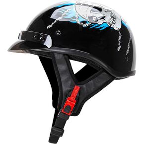 Cartman Cruiser Scooter Motorcycle Half Face Helmet, Red Skull USA Graphics, DOT Approved for Bike Scooter ATV UTV Chopper Medium