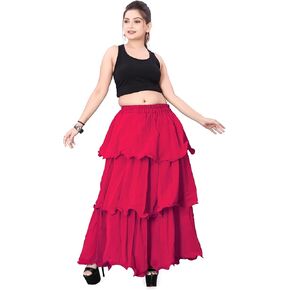 Chiffon 3 Layer Belly Dancing Troupe Skirt Flair 3 Layer Tribal Dance Skirt for Girls C3