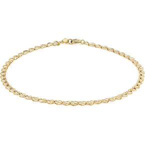 PORI JEWELERS 14K Solid Gold 2.5MM Open Heart Link Chain Anklet - 10 inches