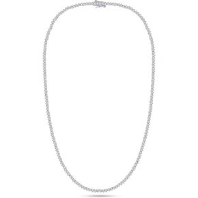 SAVEARTH DIAMONDS 3 Prong 2.5mm Tennis Necklace for Women, 14K White Gold Over Sterling Silver 5.50ctw Round Lab Created Moissanite Tennis Thin Necklace Chain Jewelry 16 inch